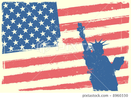 Statue of Liberty in front of Stars and Stripes Statue of Liberty in front of Stars and Stripes 8960330