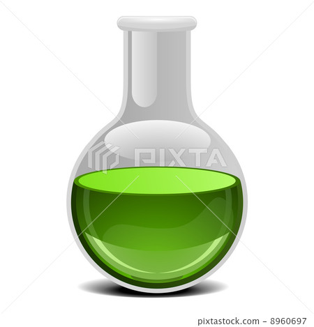 glass flask with green liquid glass flask with green liquid 8960697