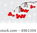 Winter background with red berries and snow 8961304