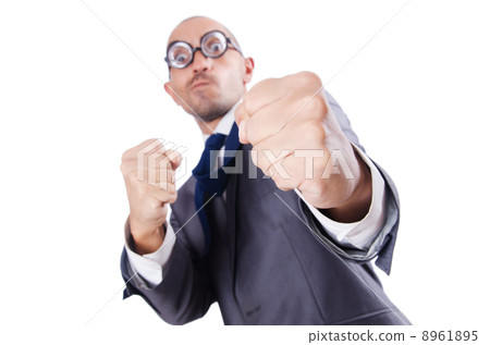 Funny nerd businessman on the white Funny nerd businessman on the white 8961895