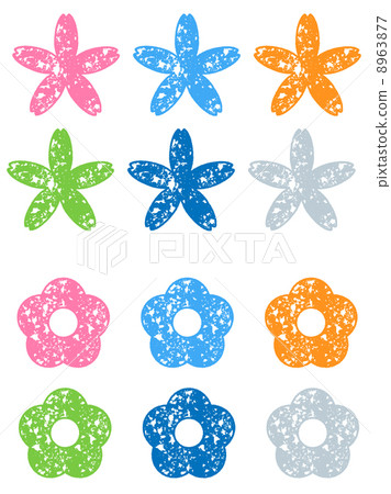 Two kinds of stamp-like flower illustration Two kinds of stamp-like flower illustration 8963877