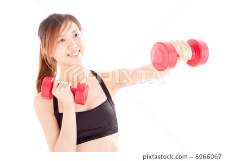 A cute Japanese woman in her twenties who fun with boxing A cute Japanese woman in her twenties who fun with boxing 8966067