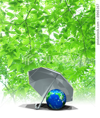 在陽光下穿過太陽，地球在傘中 8966167