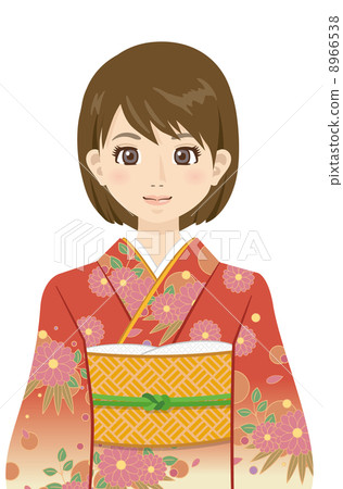 Female kimono kimono adult ceremony [animated style, series] 8966538