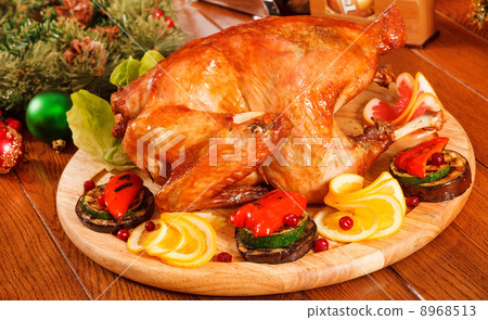 Garnished roasted turkey Garnished roasted turkey 8968513