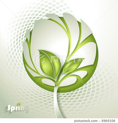 Abstract paper tree with green leaf Abstract paper tree with green leaf 8969106