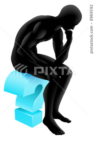 Silhouette Thinker Question Mark - Stock Illustration [8969592] - PIXTA