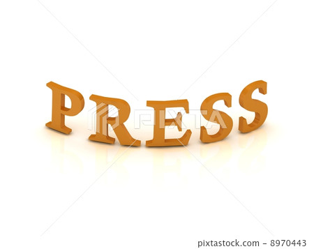 PRESS sign with orange letters PRESS sign with orange letters 8970443