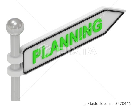 PLANNING arrow sign with letters PLANNING arrow sign with letters 8970445