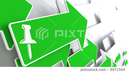 Push Pin Icon on Green Arrow. Push Pin Icon on Green Arrow. 8972564