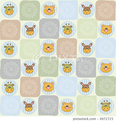 childish seamless pattern with animal toys - Stock Illustration ...