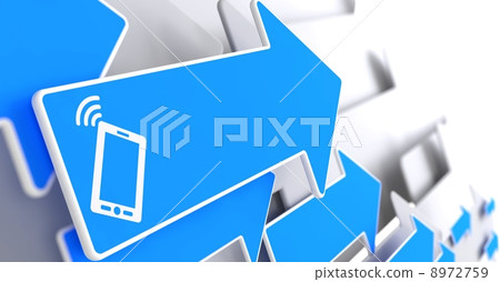 Smartphone Icon on Blue Arrow. Smartphone Icon on Blue Arrow. 8972759