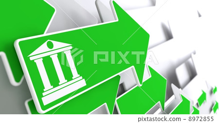 Bank Icon on Green Arrow. Bank Icon on Green Arrow. 8972855