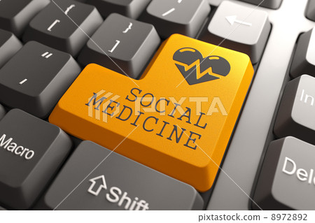 Keyboard Social Medicine Orange Button. 8972892