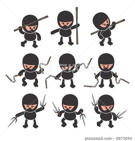 black ninja set cartoon black ninja set cartoon 8973044
