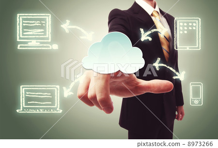 Businessman and cloud computing Businessman and cloud computing 8973266