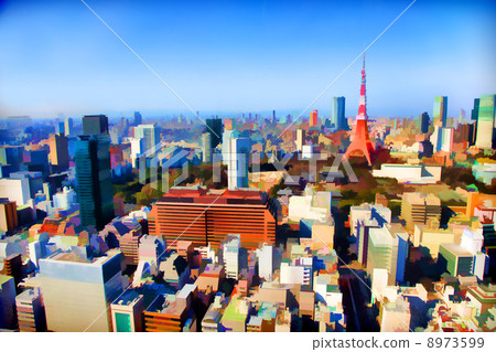 Buildings in Tokyo and Tokyo Tower 8973599