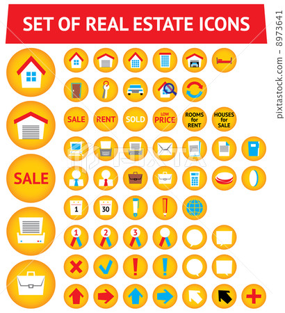 Set of 56 real estate icons Set of 56 real estate icons 8973641