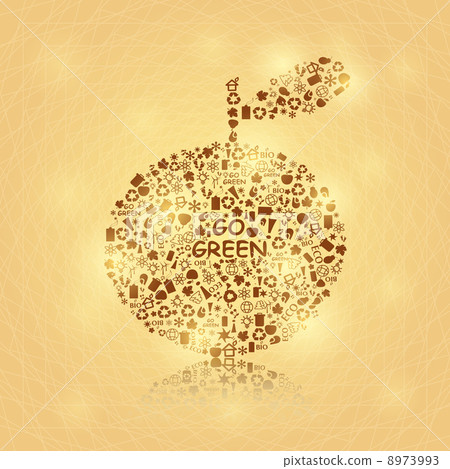 Shiny Big Brown Apple on Yellow Background 8973993