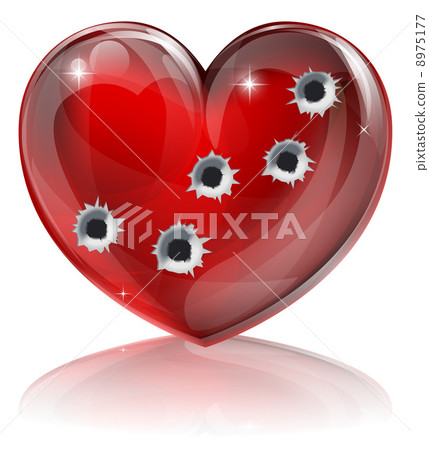 Bullet hole heart concept 8975177