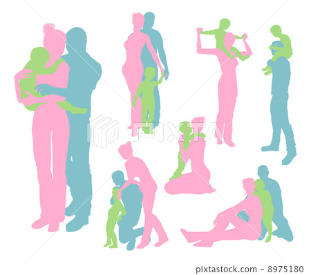 Happy family detailed silhouettes 8975180