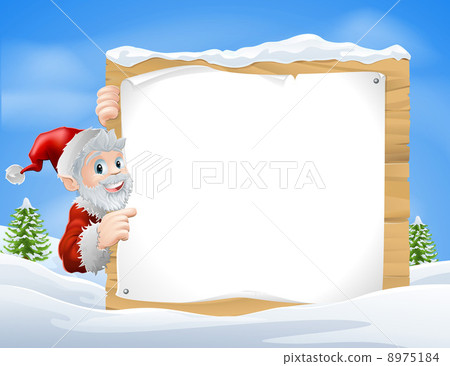 Santa Christmas Sign Snow scene 8975184
