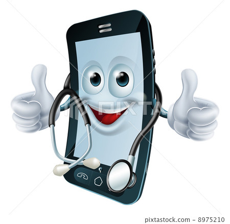 Phone man with a stethoscope Phone man with a stethoscope 8975210