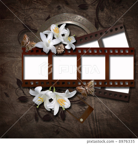 Vintage background with photo-frame and film strip Vintage background with photo-frame and film strip 8976335