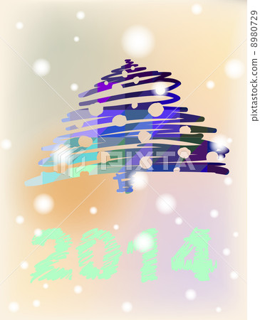 Vector Christmas and New Year hand-painted decoration with Christmas tree Vector Christmas and New Year hand-painted decoration with Christmas tree 8980729
