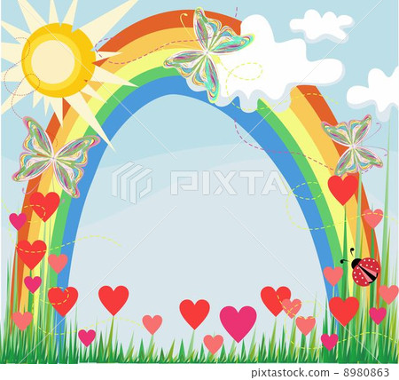 Summer rainbow and butterflies Summer rainbow and butterflies 8980863