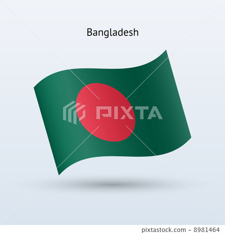 Bangladesh flag waving form. Vector illustration. 8981464