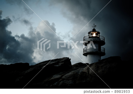 Working Lighthouse at Bad Weather 8981933
