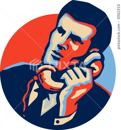 Businessman Talk Telephone Retro 8982810