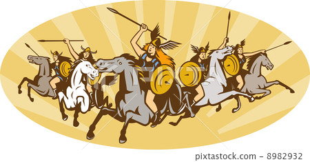 Valkyrie Riding Horse Retro Valkyrie Riding Horse Retro 8982932