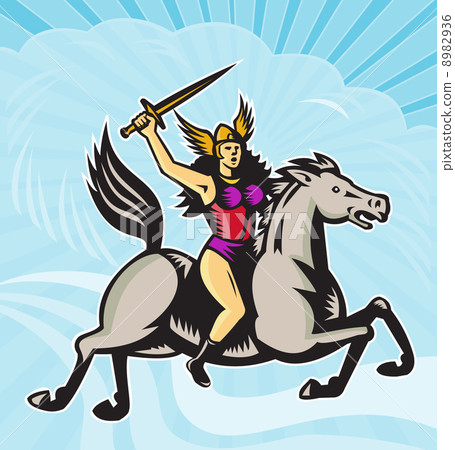 Valkyrie Amazon Warrior Riding Horse 8982936
