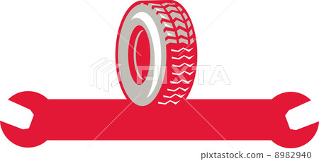 Tire With Spanner Wrench Retro 8982940