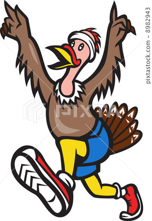 Turkey Run Runner Cartoon Isolated 8982943