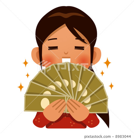 A woman holding a bill 8983044