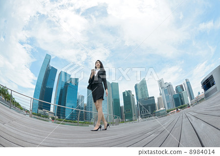 Young Office Lady Fisheye Cityscape Young Office Lady Fisheye Cityscape 8984014