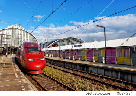 Modern Fast Passenger Train at the station. Modern Fast Passenger Train at the station. 8984554
