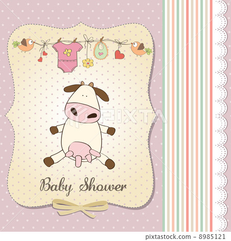 new baby girl announcement card with cow new baby girl announcement card with cow 8985121