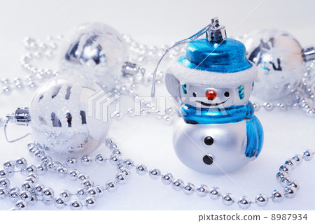 Christmas background with cheerful snowman 8987934