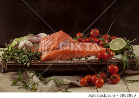 salmon fish with vegetables and spice salmon fish with vegetables and spice 8988950