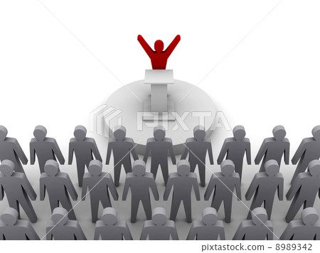 Leader speaking to crowd. Concept 3D illustration. Leader speaking to crowd. Concept 3D illustration. 8989342
