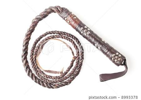 brown leather whip isolated on white background brown leather whip isolated on white background 8993378