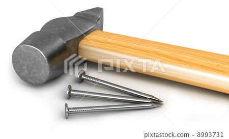 Hammer with few nails Hammer with few nails 8993731