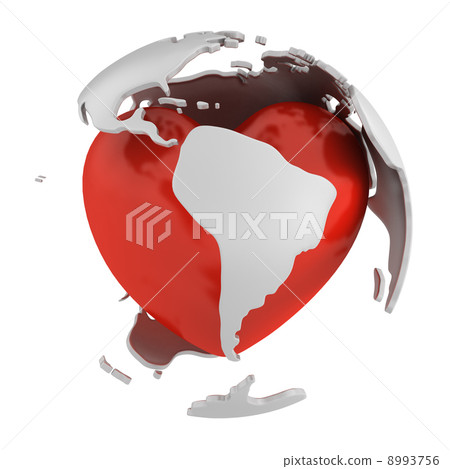 Globe with heart, South America part Globe with heart, South America part 8993756