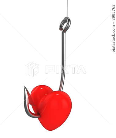 Red heart on a fishing hook Red heart on a fishing hook 8993762