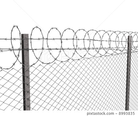Chainlink fence with barbed wire on top Chainlink fence with barbed wire on top 8993835