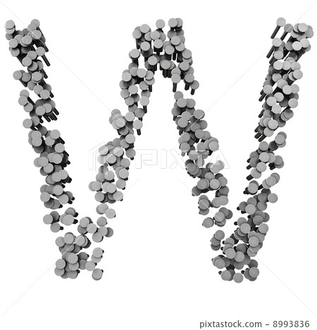 Alphabet made from hammered nails, letter W Alphabet made from hammered nails, letter W 8993836